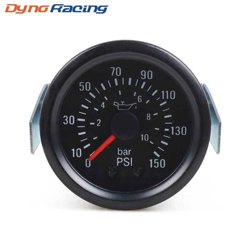 Dyno Racing 2" 52mm Mechanical Oil Press Gauge 0-10 Bar/0-150PSI Oil Pressure 12V Press Gauge Yellow Light Car Meter NPT1/8 - Image 2